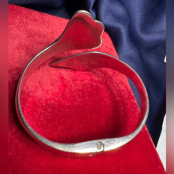 Cuff Bracelet*Southwestern 950 TAXCO Sterling Silver Blue Enamel Accents Vintage - Picture 5 of 7